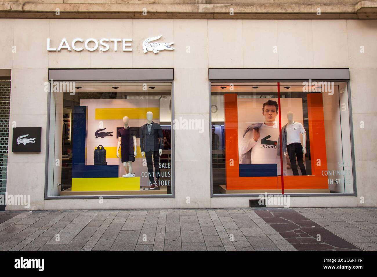 Geneva, Switzerland - August 27, 2017 : Lacoste store in Les Rues Basses in  Geneva. Les Rues Basses, located at the foot of the old town, is Geneva's  Stock Photo - Alamy