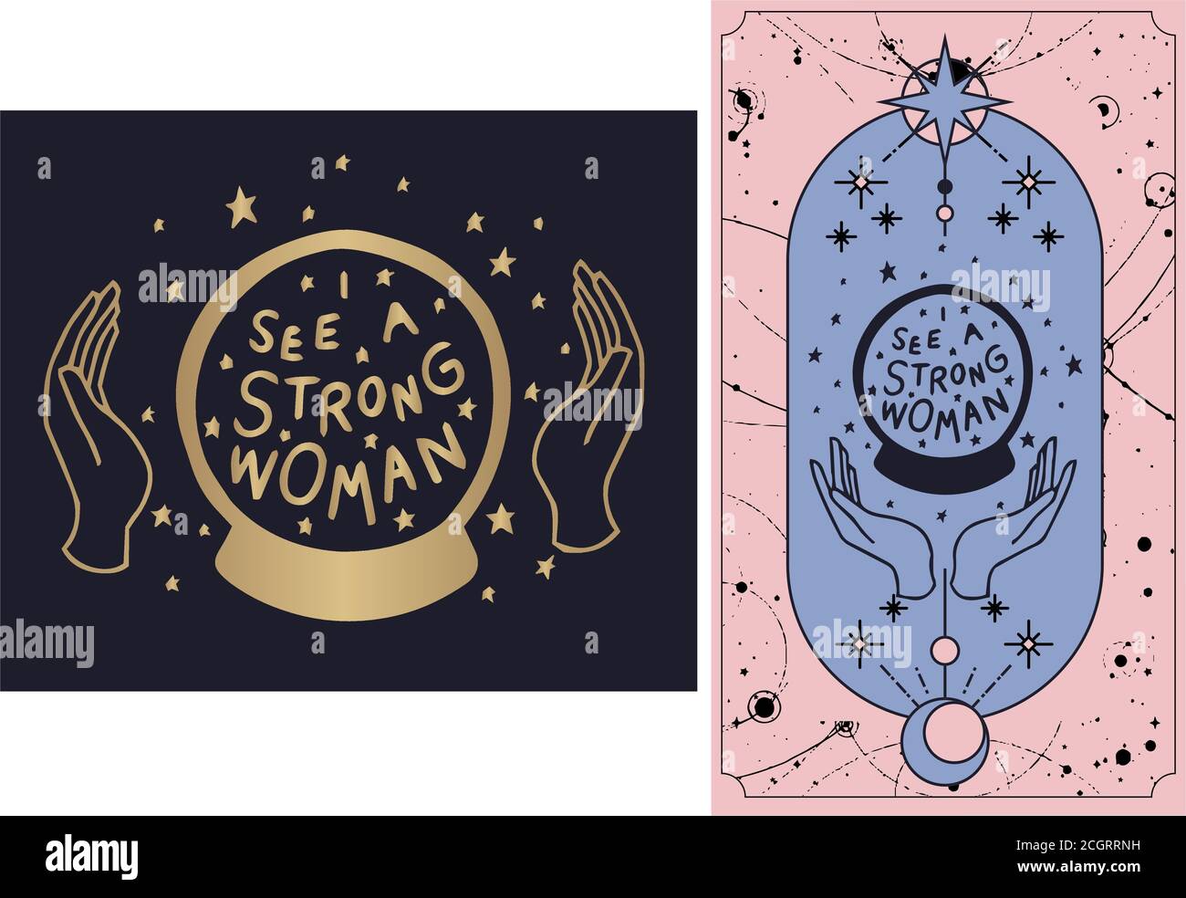 i see a strong woman, a magic ball with rays of light in the hands of line  art and the point of a fortune teller. Boho chic TAROT CARDS tattoo Stock  Vector