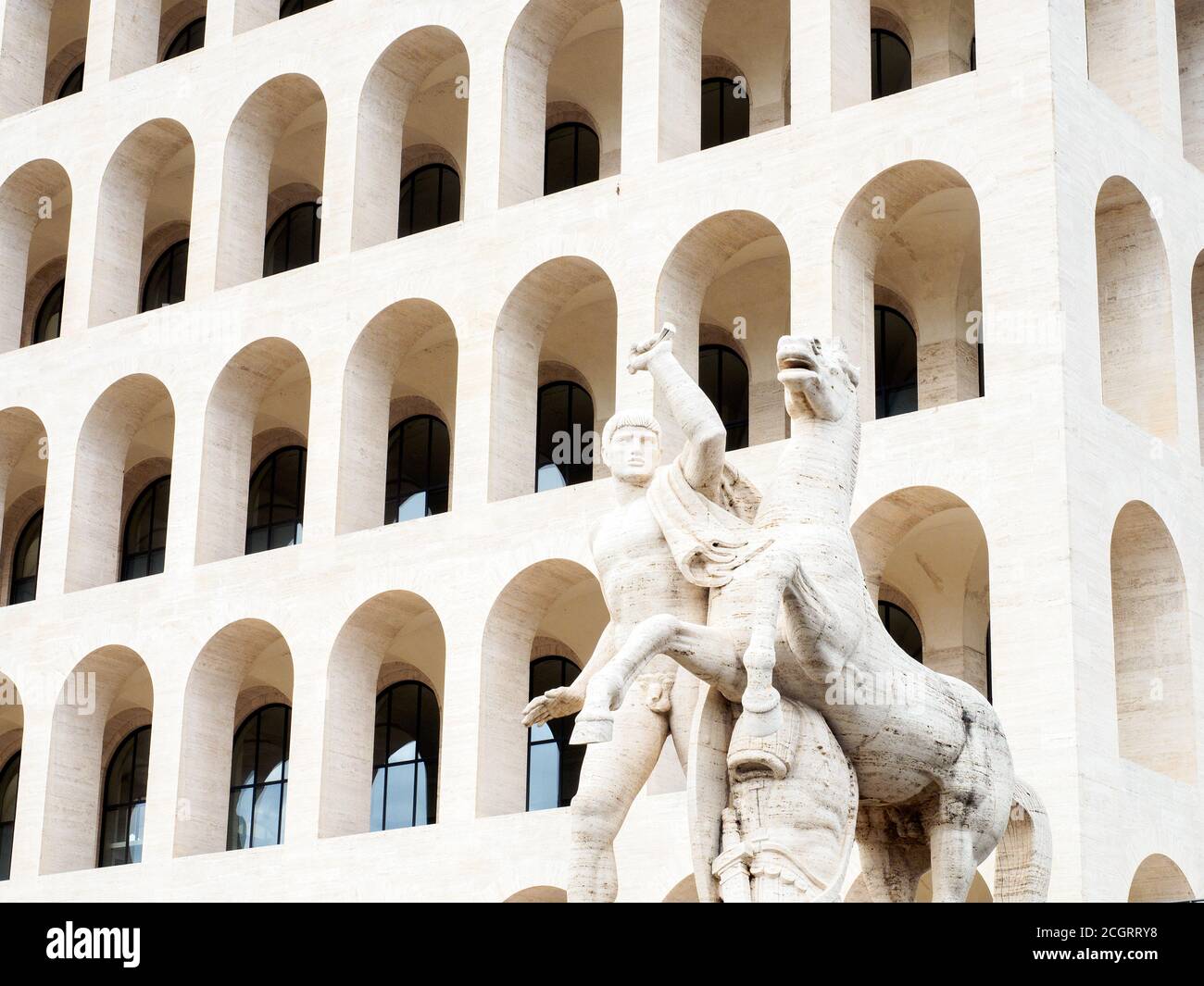 Palazzo della Civilta del Lavoro, designed in 1937 by Marcello Piacentini - Rome, Italy Stock Photo