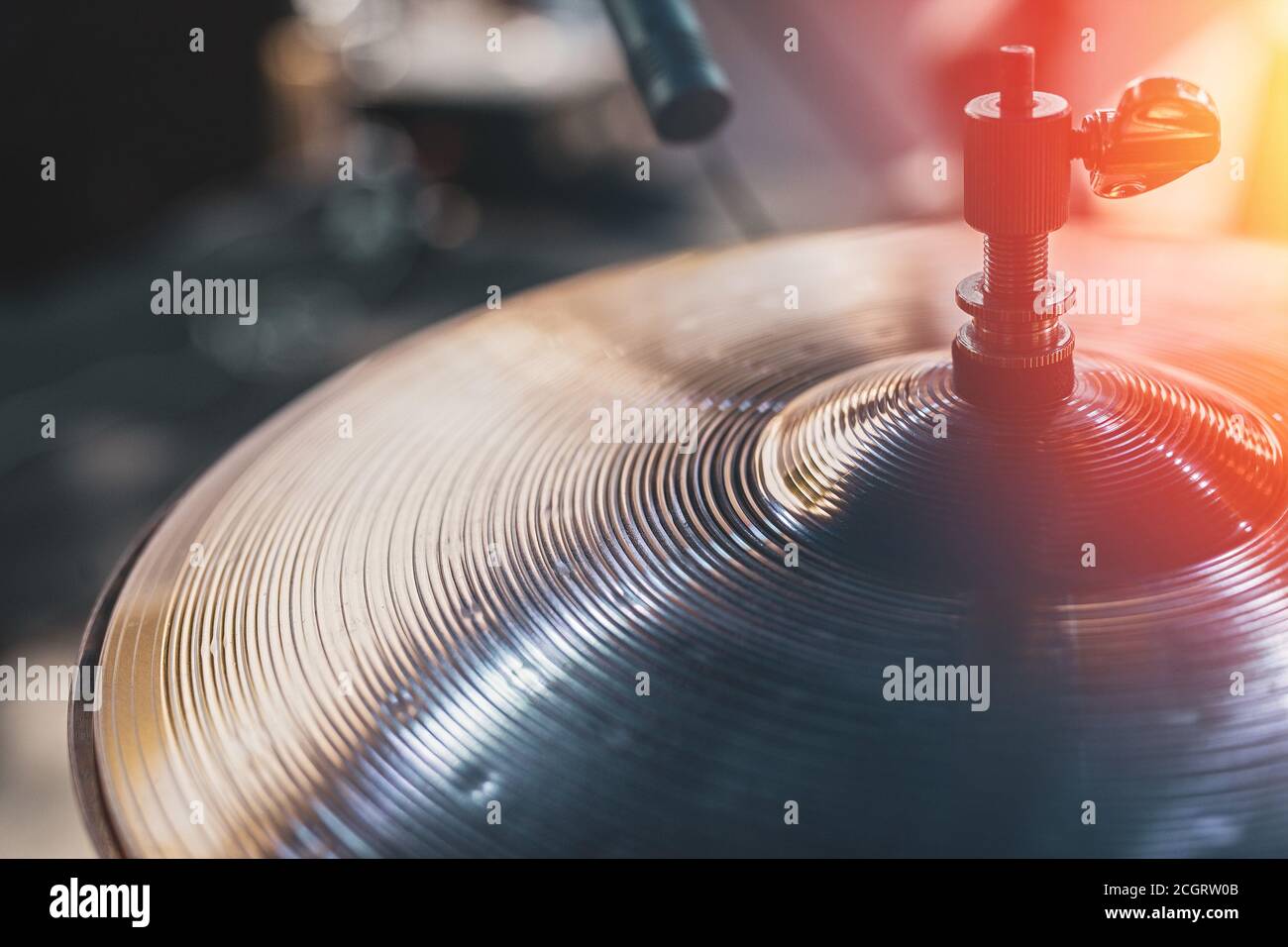 Close up hi hat drum sound Stock Photo Alamy