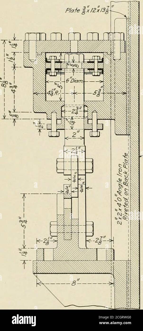 . Railway age gazette . ether with the cylinder, is bolted to a %in. plate stiffened with two angles to resist buckling action andbolted through the wall of the shop. EFFICIENCY IN A MODERN ENGINEHOUSE* SHORT RIVET SHEAR BY E. T. SPIDYAssistant General Foreman, Canadian Pacific, Winnipeg. Man. Very often rivets and patch bolts are required shorter thanthe standard lengths carried, and it becomes necessary to usesome standard length and cut it down to the length required. BY JOHN C. MURDOCKt In any engine house where the larger types of locomotivesare handled the equipment is the chief issue in Stock Photo