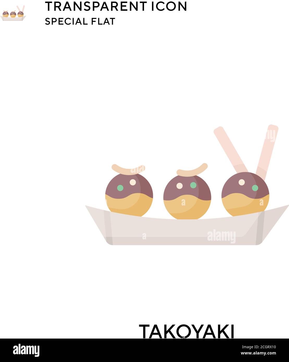 Takoyaki vector icon. Flat style illustration. EPS 10 vector. Stock Vector