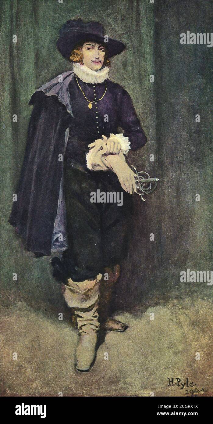 Portrait of Estercel, A fictional character in The Charming of Estercel, featured in Harper's Monthly Magazine - H Pyle, 1904 Stock Photo