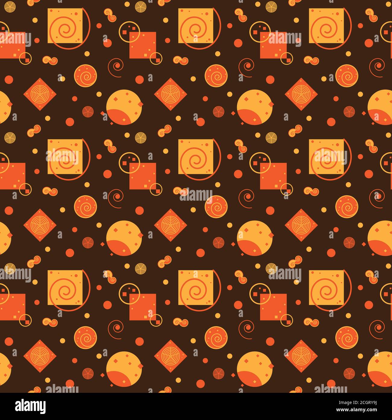 Seamless pattern, geometry shapes in warm tone Stock Vector