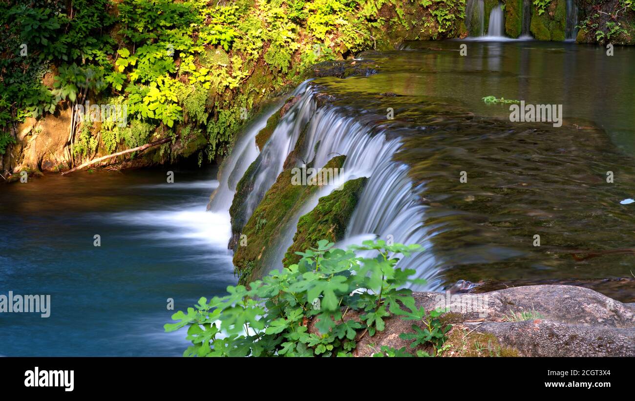 small artificial water fall at livadeia greece Stock Photo
