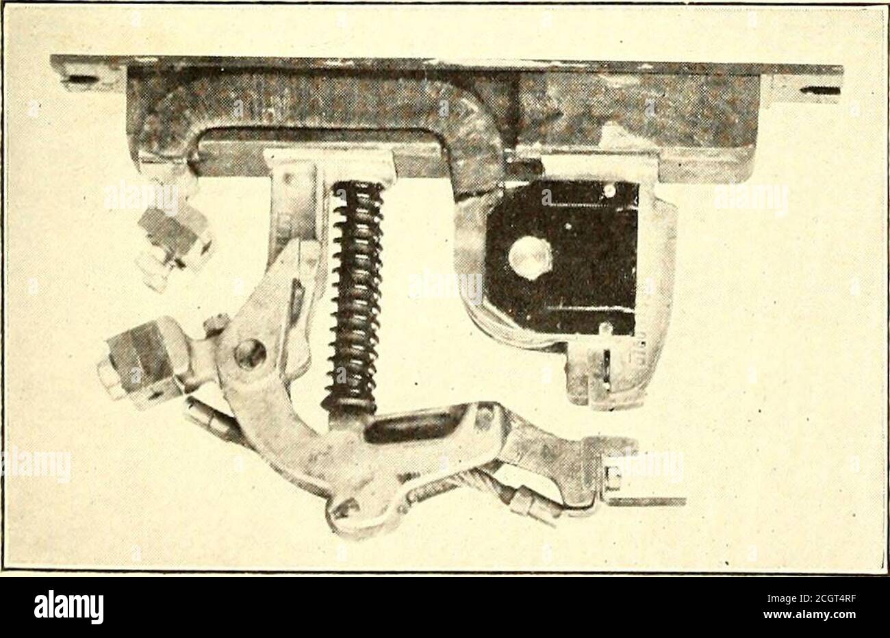 . Electric railway journal . the switchingposition, all reversers in the train are first thrown forwhatever car direction is indicated on the controllerin use. The circuit controlling the operation of theline breaker is next established. To insure a correctsequence of operations the line breaker is not allowedto close and complete the motor circuit until the re-verser has thrown to the proper position. When the handle is moved to the accelerating points,the train accelerates automatically at a pre-determinedcurrent per motor. A current-limit or notching relaylimits the accelerating current and Stock Photo