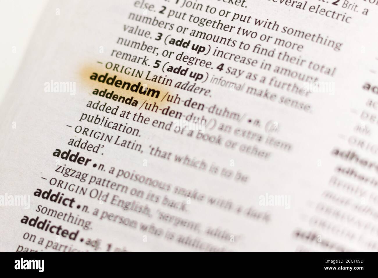 Addendum page hi-res stock photography and images - Alamy