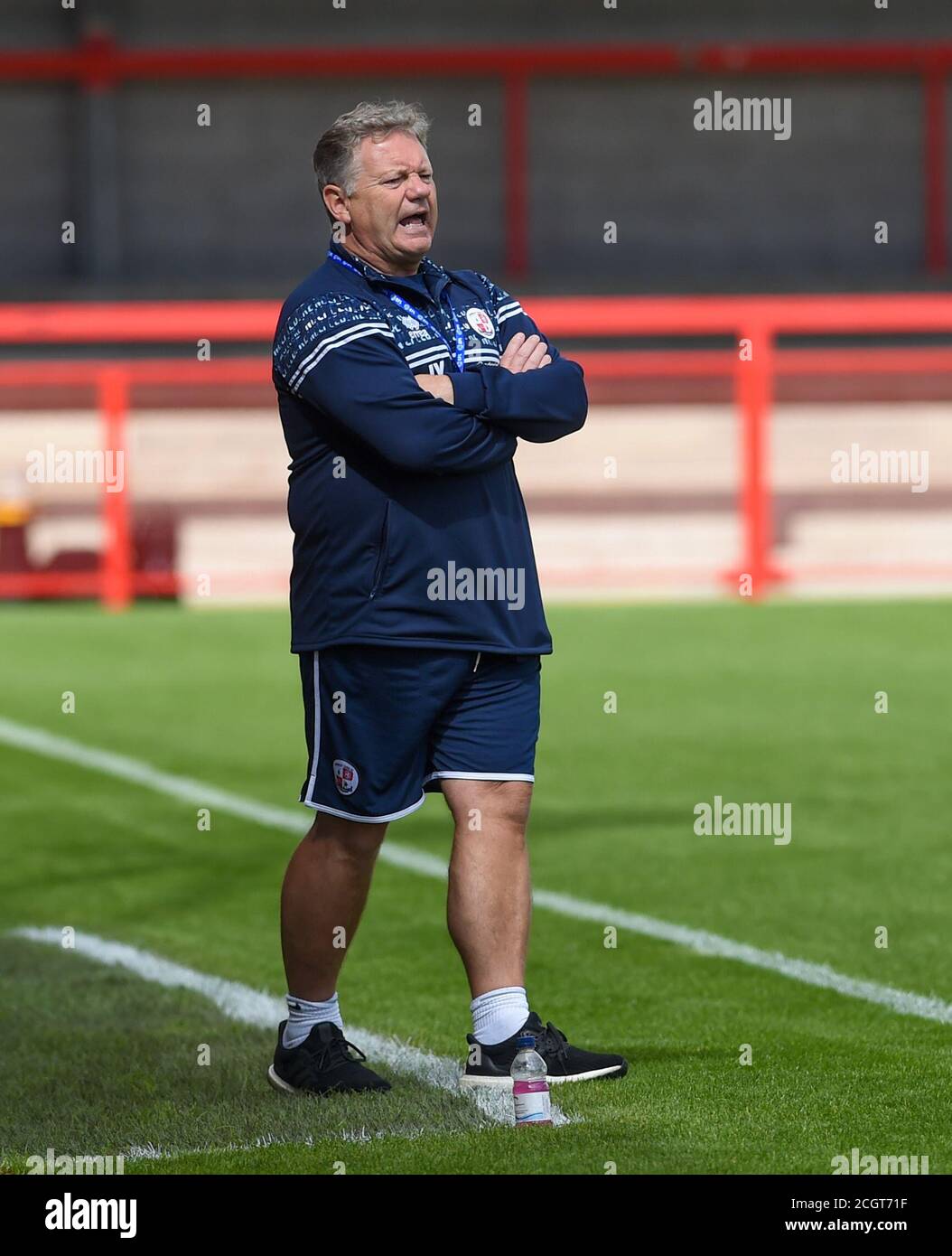 Crawley manager John Yems during the Carabao Cup match between Crawley Town and Millwall at the People's Pension Stadium  , Crawley ,  UK - 5th September 2020 - Editorial use only. No merchandising. For Football images FA and Premier League restrictions apply inc. no internet/mobile usage without FAPL license - for details contact Football Dataco Stock Photo
