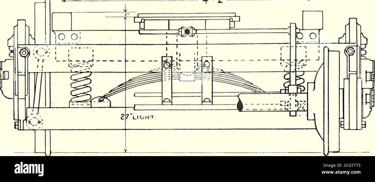 . The Street railway journal . adjusted ordinarily about 6 ins.from the center of the axle, but can be changed as desired, so asto make the swing more or less. 556 STREET RAILWAY JOURNAL. [Vol. XIV. No. 9. These swivel plates, as stated, are made with male and femaleconnections, the lower plate having the projection to fit into theupper, so that without having the addition of the king pin, thistruck would swing to the correct center. As these swivel platescover each other, excepting when the truck is rounding a curve,the surfaces are protected from dust and grit. The lower circularplate is pro Stock Photo