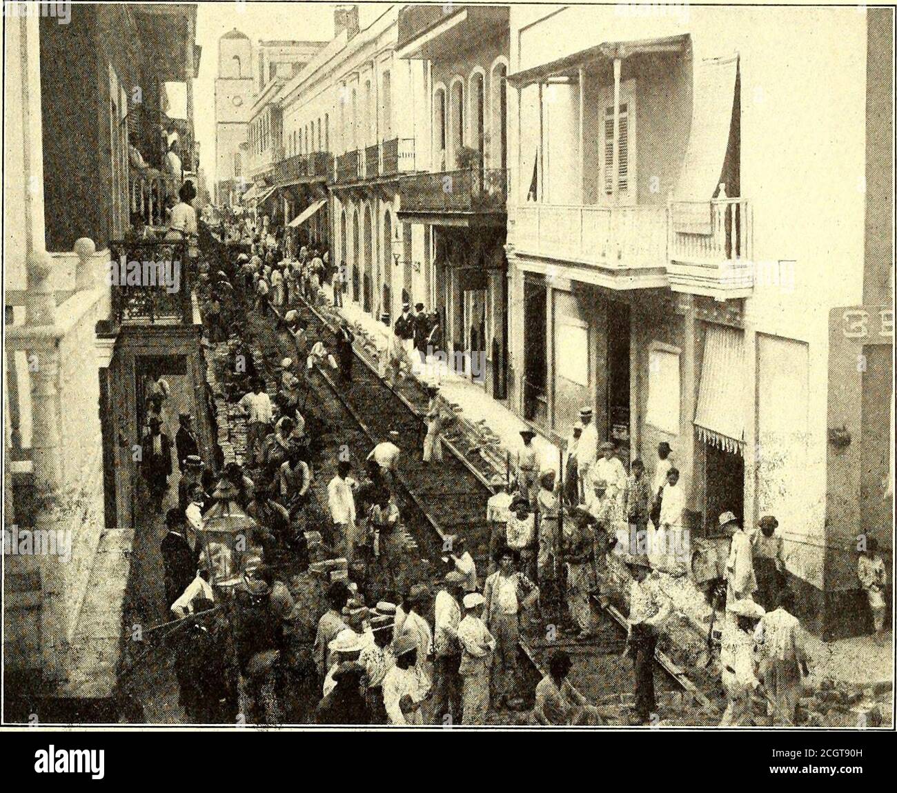 . The Street railway journal . as the new organization iscalled, has at present 9 miles of roadin operation, the main line extendingfrom San Juan through Santurce, tothe town of Rio Piedras, the termi-nus, a distance of 8 miles. There isalso a branch leading to the beautifulParque Borinquen, situated on thenorth beach of the island. The rail-way follows the Caratara, or Spanishmiltary road, along which are manybeautiful residences. At severalpoints, private right of way is used.In San Juan, the railway enters thecity near the sea level and graduallyworks its way through the narrow /streets to Stock Photo