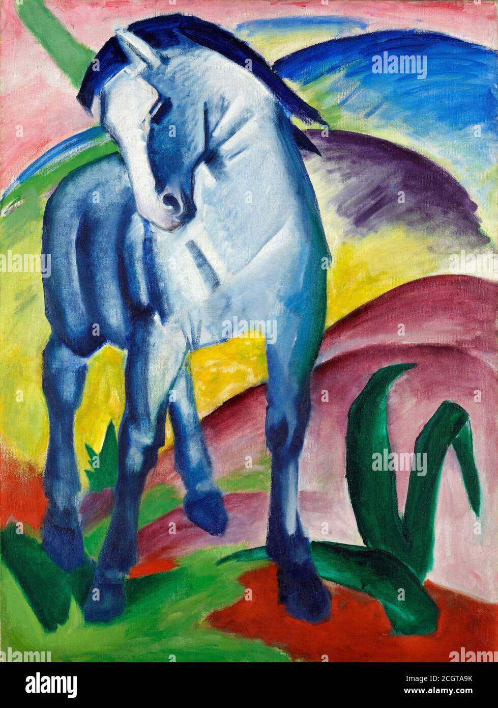 Franz Marc. Painting entitled Blaues Pferd I (Blue Horse I), oil on canvas, 1911. Franz Moritz Wilhelm Marc (1880-1916) was a leading figure in the German Expressionist movement Stock Photo