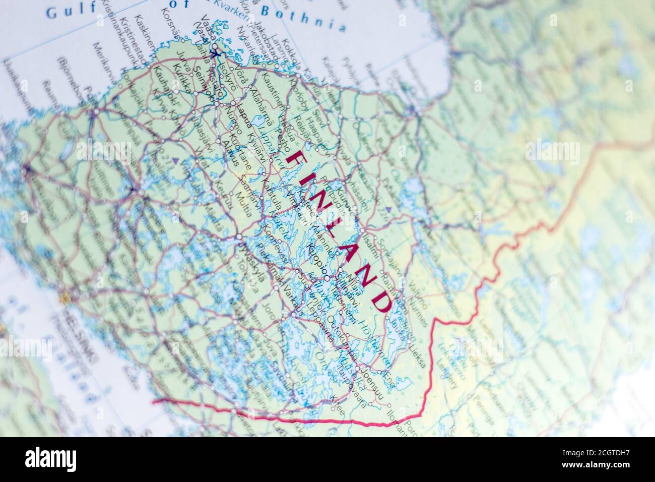 Ivanovsk, Russia - November 24, 2018: Finland on the map of the world Stock Photo