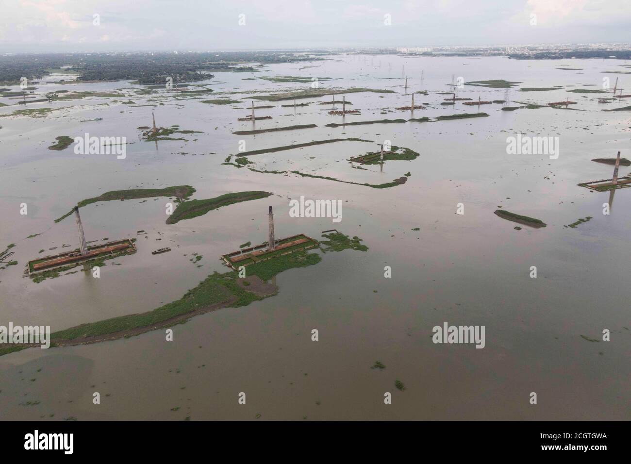 Savar, Bangladesh. 12th Sep, 2020. A drone picture shows brickfields ...