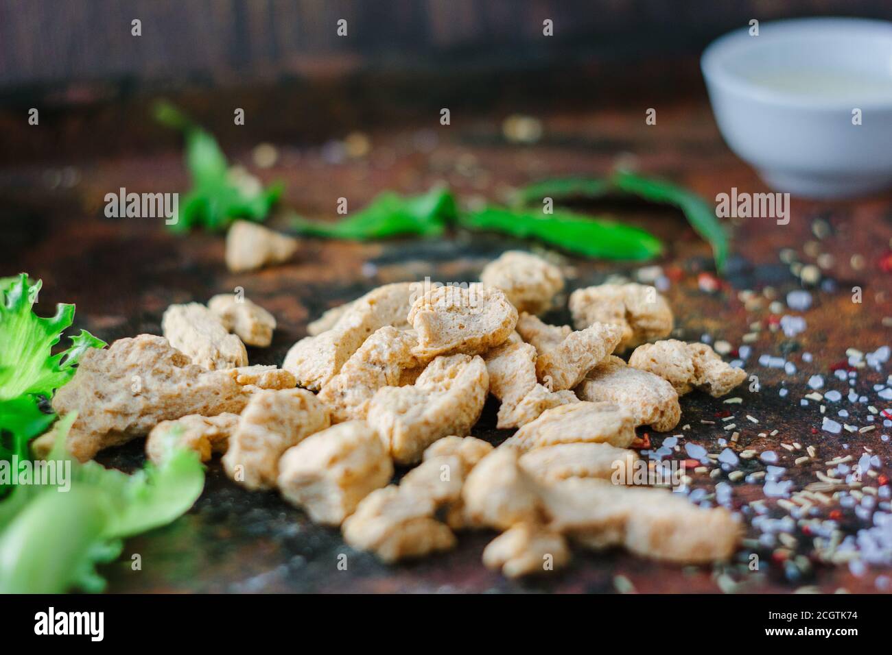 Textured soybean meal also known as vegetarian soy meat Stock Photo