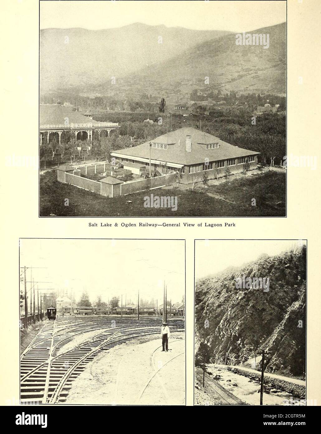 . Electric railway journal . Colorado Springs & Interurban—Exterior of Power Station Colorado Springs & Interurban—Interior of Power Station Plate XVI. Utah Light & Railway—Yards of New Car House New Electric Road in Ogden Canyon October 2, 1909 ] ELECTRIC RAILWAY JOURNAL. 515 The boiler-house is equipped with a continuous conveyorfor coal and ash handling. Whenever mine-run coal is ob-tained it is crushed to the size of slack so that uniform firingconditions are secured. The boiler equipment is made up offour 300-hp and two 400-hp B. & W. type boilers. Oneof the 400-hp boilers has an extensio Stock Photo