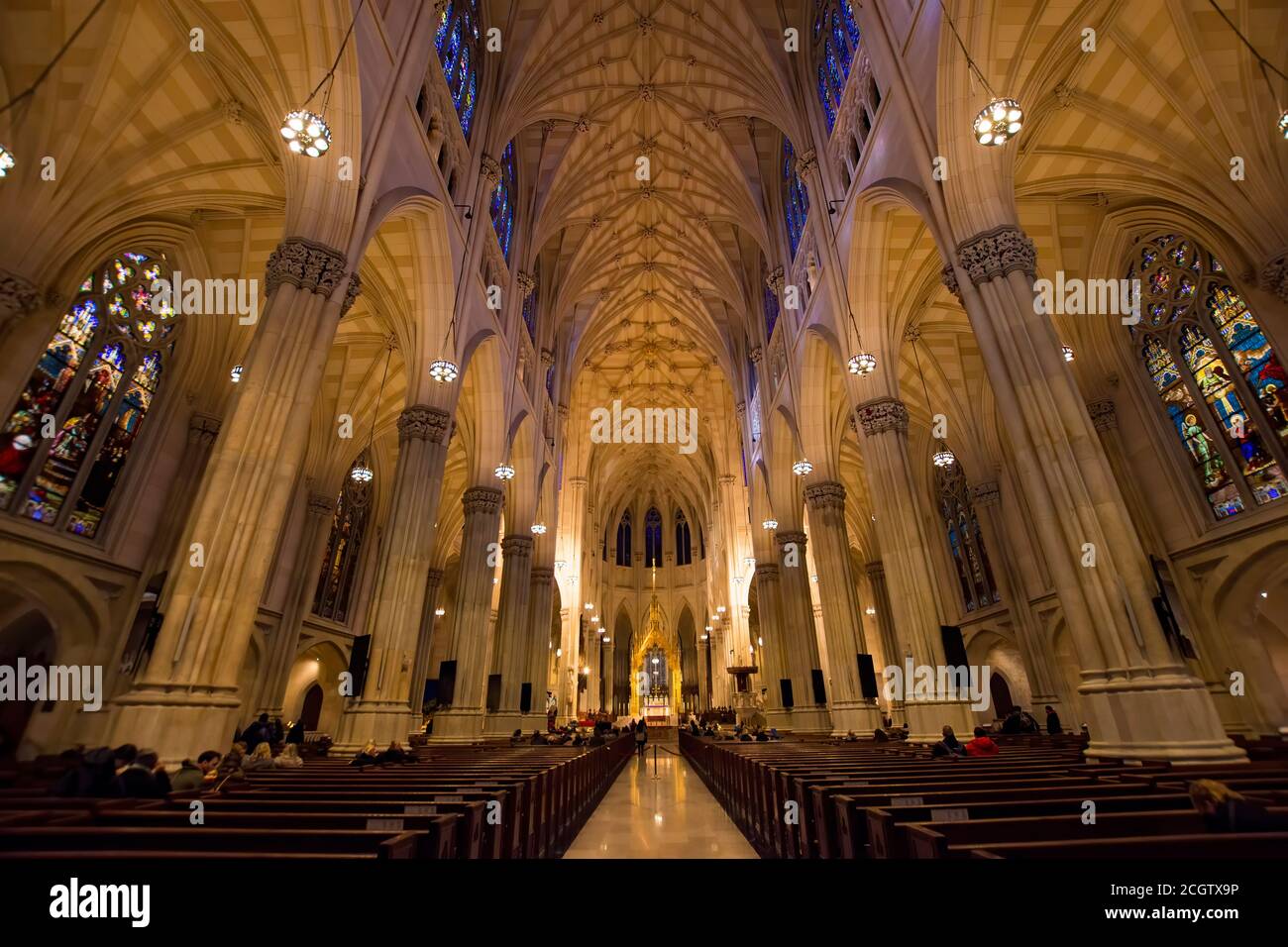 New York City, USA -  December 6, 2019. Interior of St. Patrick's cathedral, a neogothic roman catholic cathedral in Manhattan, New York City. Stock Photo