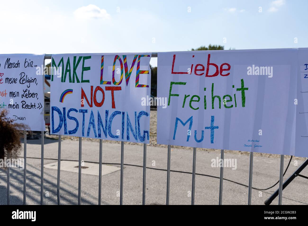 Demonstration in Theresienwiese, Munich, Germany on the 12.09.2020, protest against corona regulations in Bavaria and Germany Stock Photo