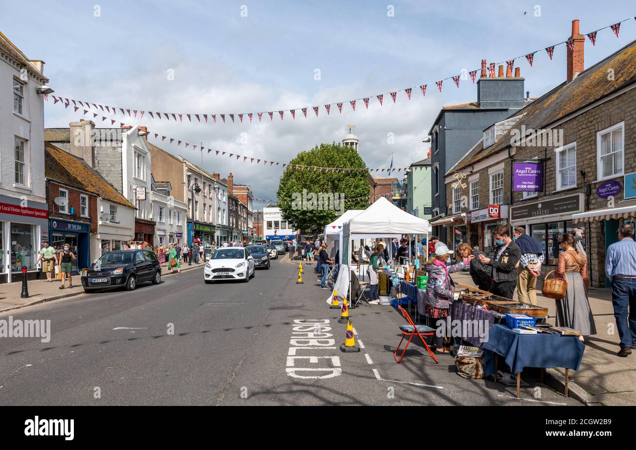 Bridport saturday market stall england hires stock photography and