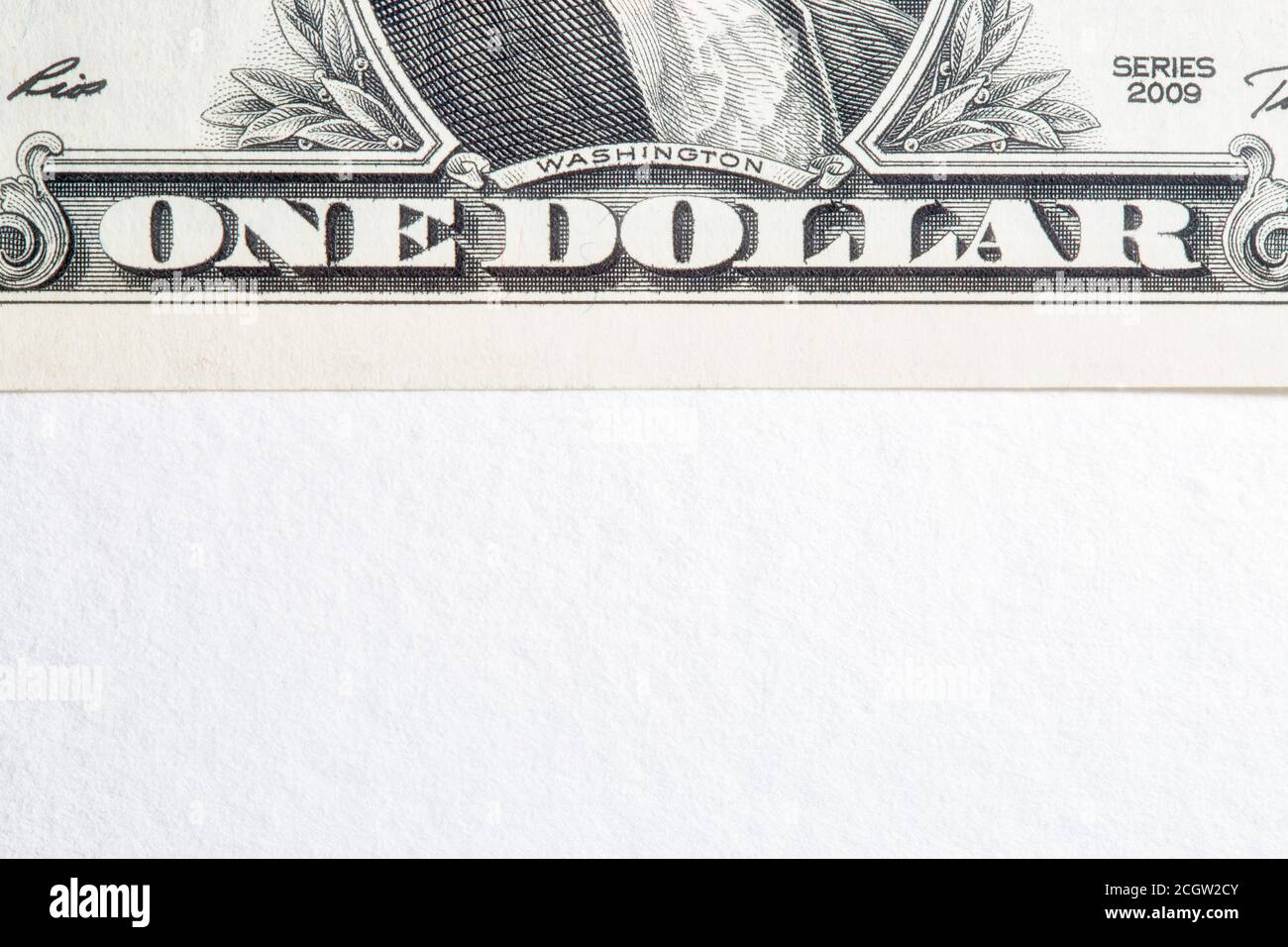 US one dollar bill macro sign with copy space, front side Stock Photo