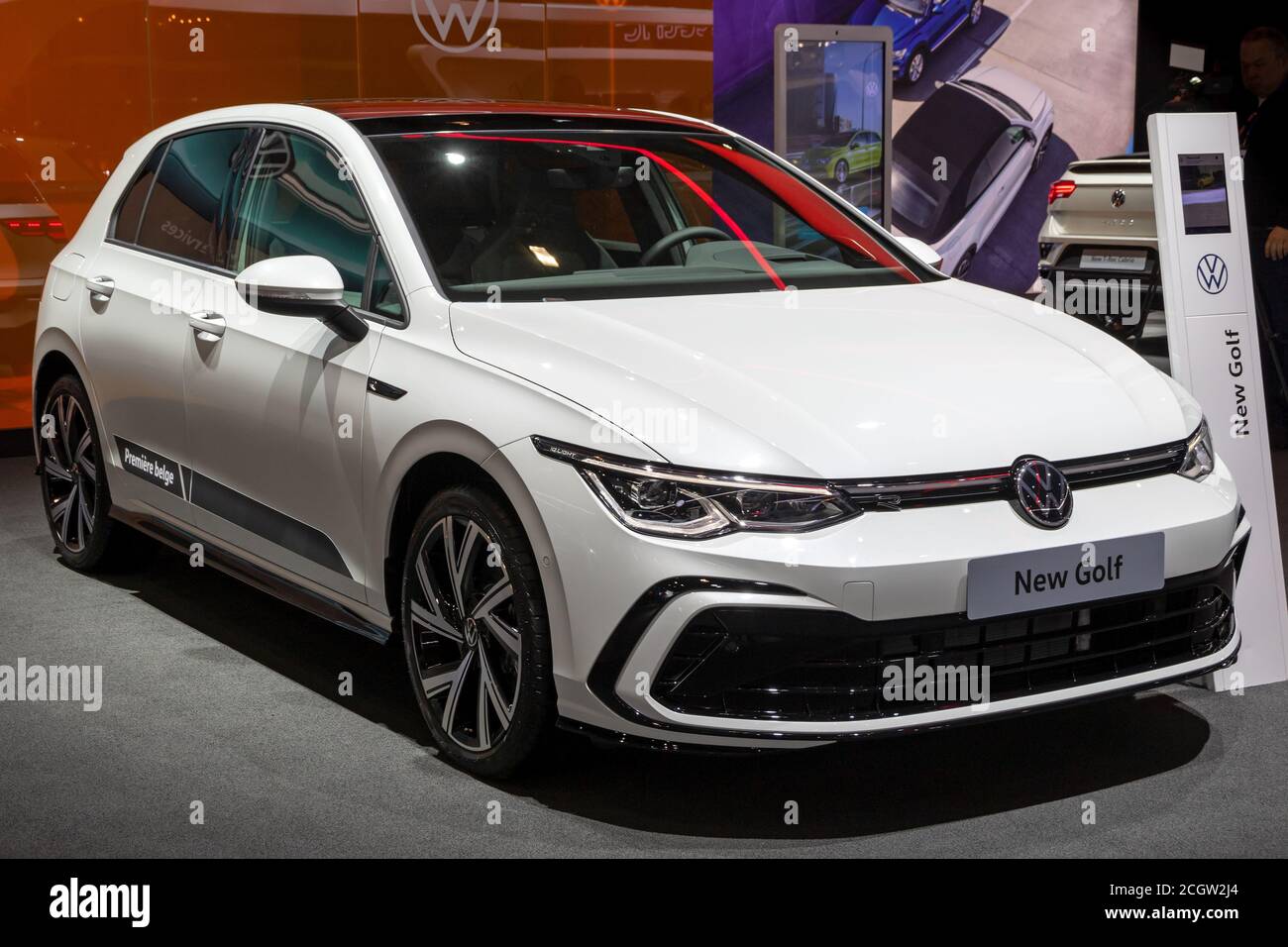 BRUSSELS - JAN 9, 2020: New Volkswagen Golf car model showcased at the  Brussels Autosalon 2020 Motor Show Stock Photo - Alamy