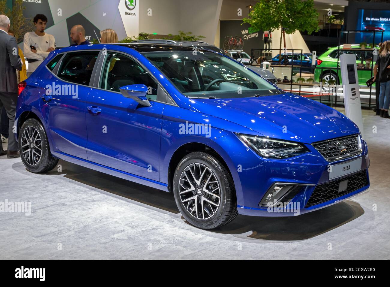 BRUSSELS - JAN 9, 2020: New Seat Ibiza car model showcased at the Brussels Autosalon 2020 Motor Show. Stock Photo