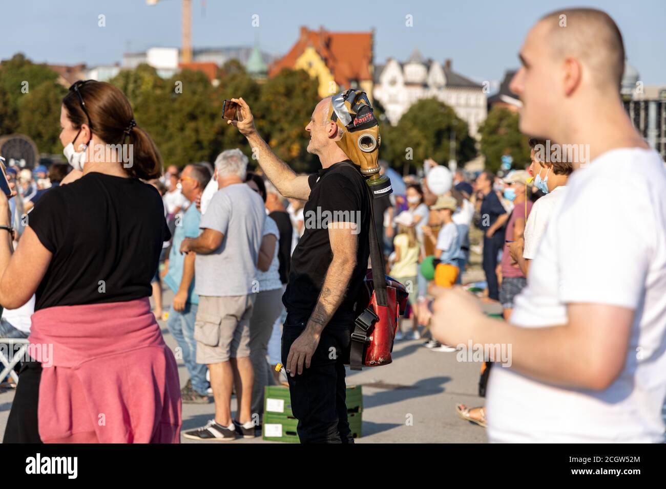 Demonstration in Theresienwiese, Munich, Germany on the 12.09.2020, protest against corona regulations in Bavaria and Germany Stock Photo