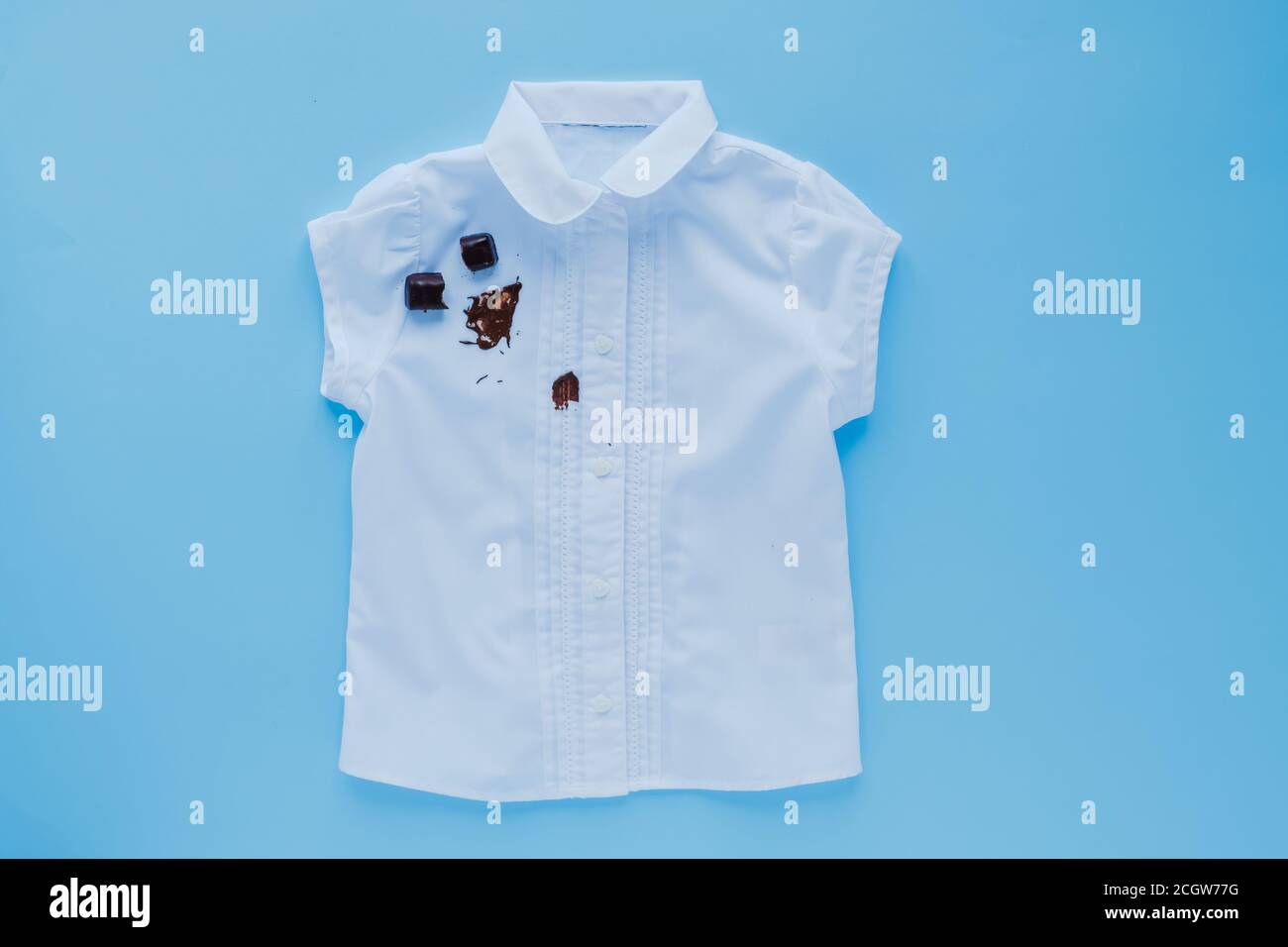 Dirty white shirt. daily life stain concept. Stock Photo