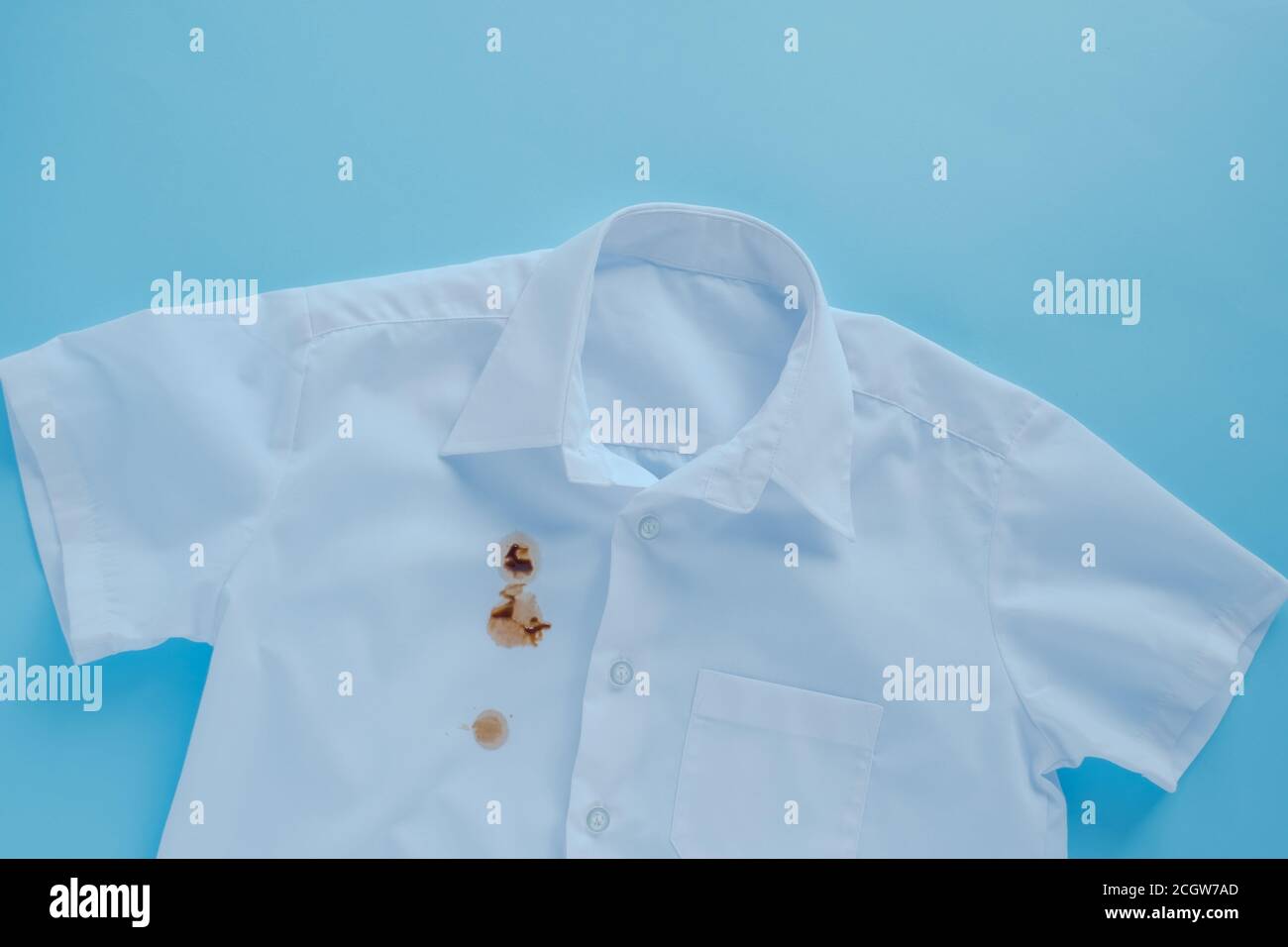 Stains from soy sauce on a white shirt Stock Photo Alamy
