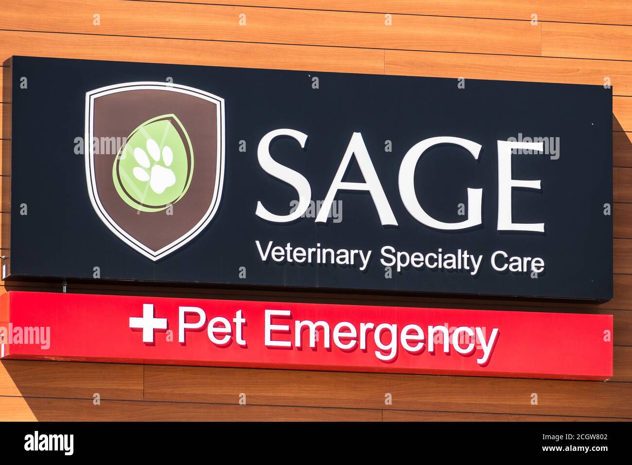 July 30, 2020 Redwood City / CA / USA Close up of Sage Veterinary