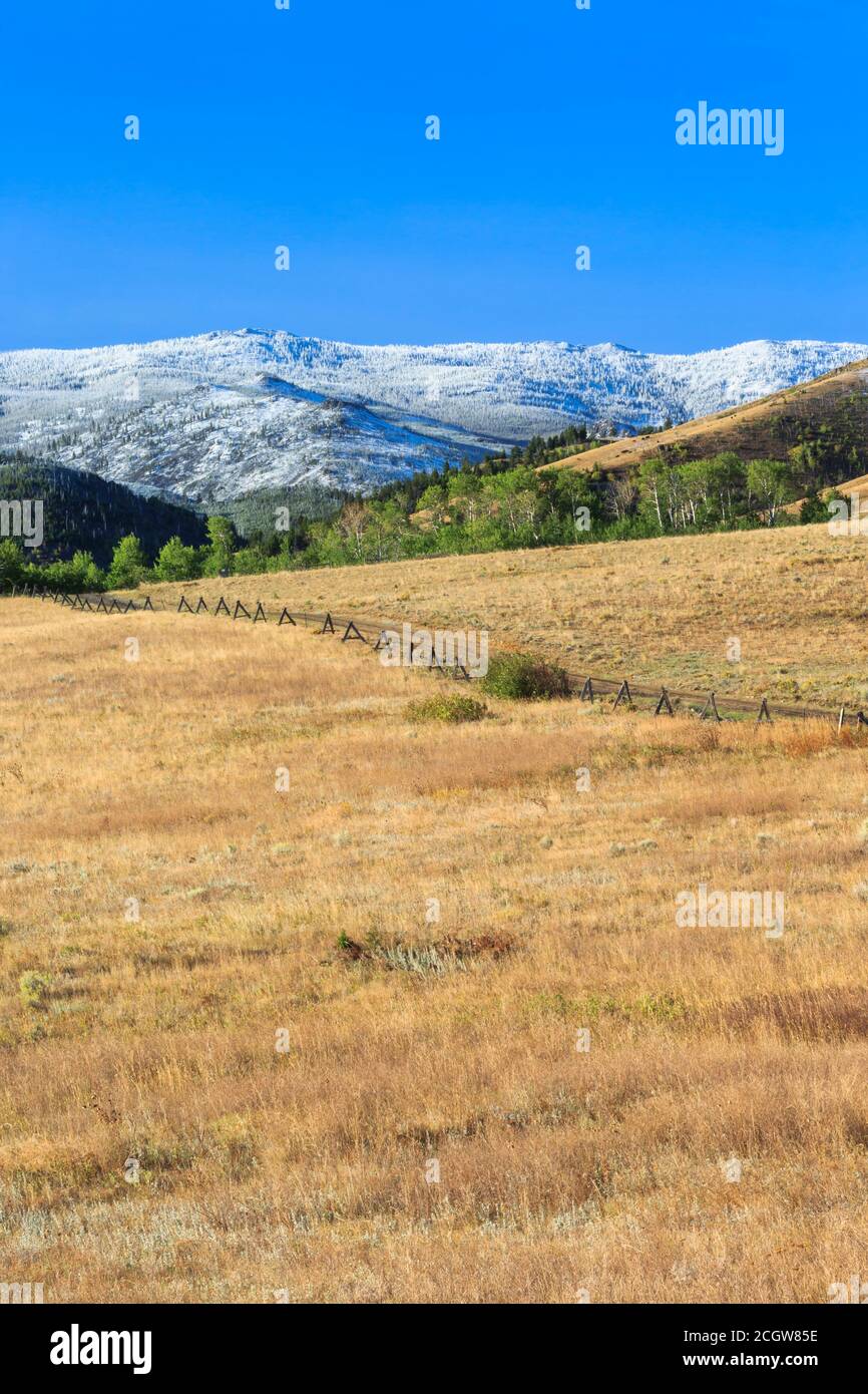 elkhorn mountains dusted with a late summer snow near winston, montana ...