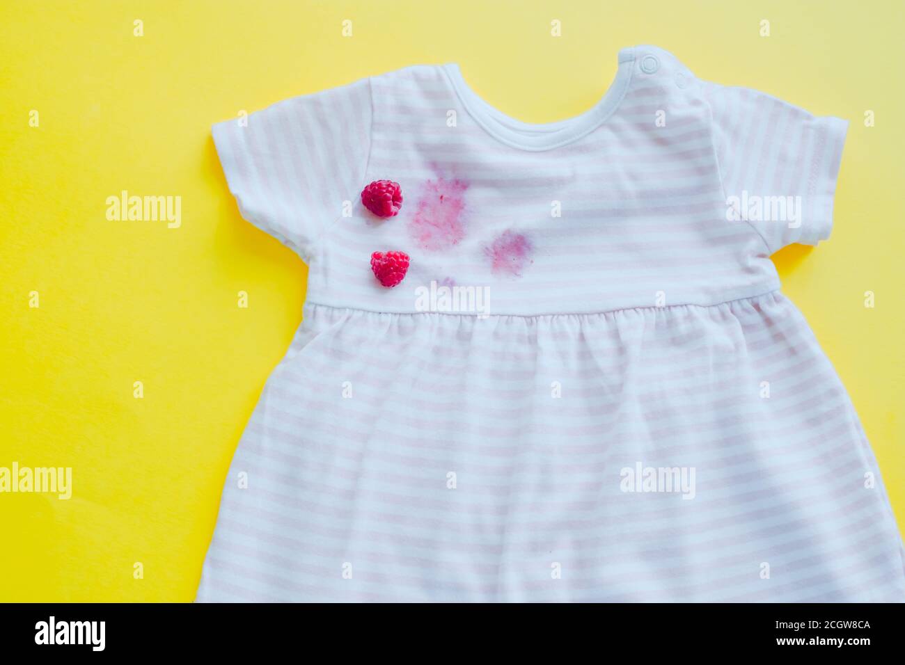raspberry stains on clothes.daily life dirty stain for wash and clean