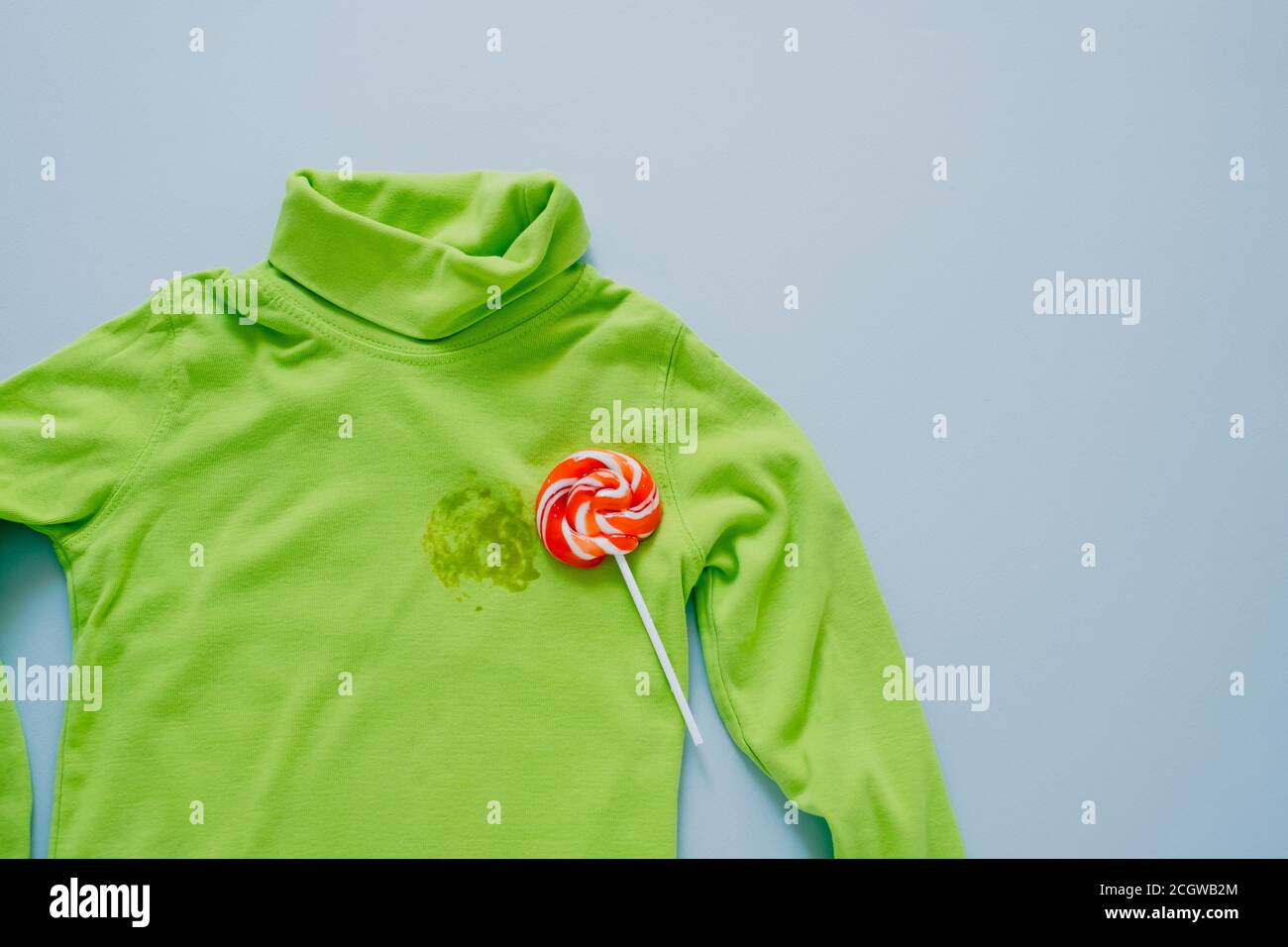 close up of lollipop stain on clothes Stock Photo