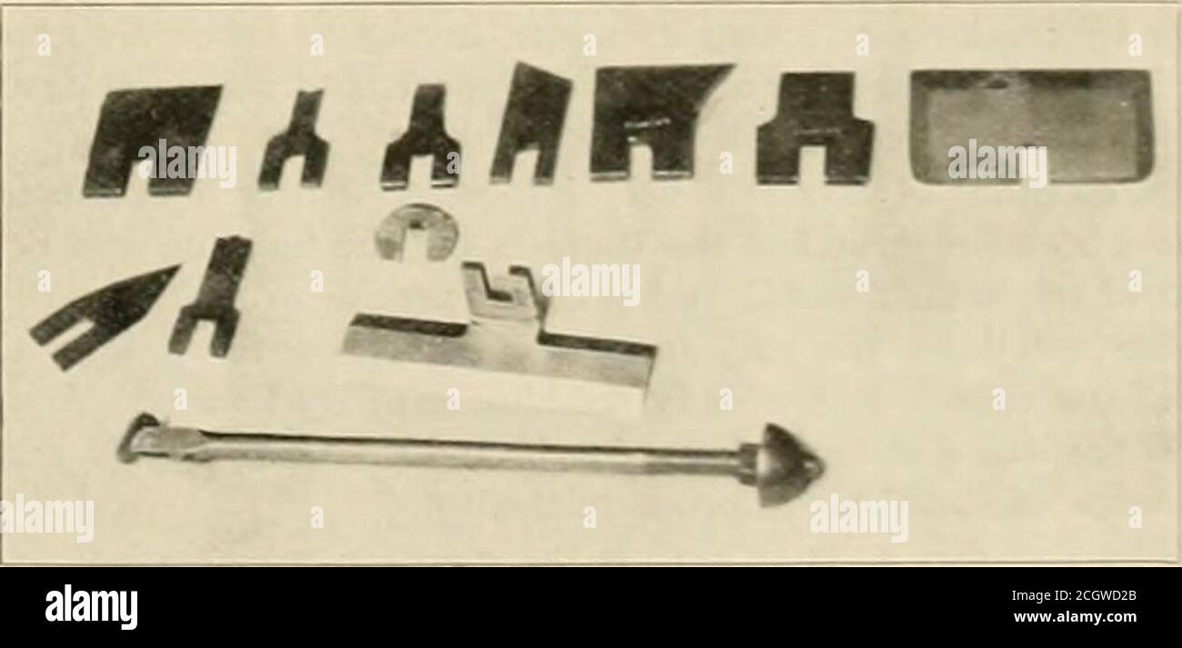 . The street railway review . FIG. 2--POKT.BI.E SC.M-FOI.niNG. of the blade is inserted between the bearing surface of the handle-end and the blade, giving the latter any desired inclination. Theparts are clamped in place as before by a quarter turn of the handle.This adjustment is useful on account of the varying degrees ofhardness in the wood upon which the scraper is used and preventstearing up the grain on soft woods. For the cuts and descriptionof the barrow-scaffolding and the paint scraper we are indebted tothe Railway Age, We are in receipt of three letters giving a short summary of t Stock Photo
