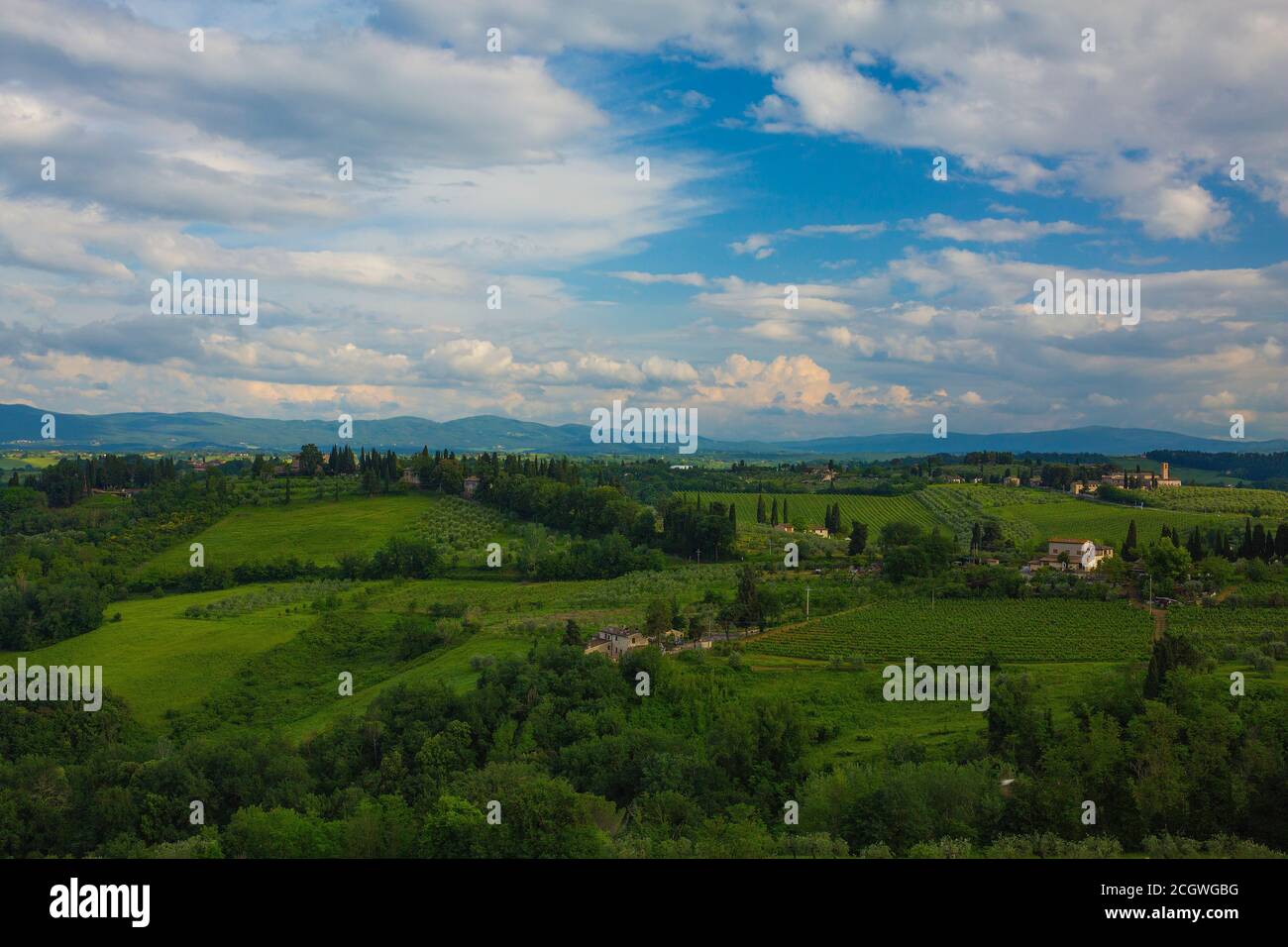 View of San Gimignano, a medieval hill town in the Tuscany region of Italy Stock Photo