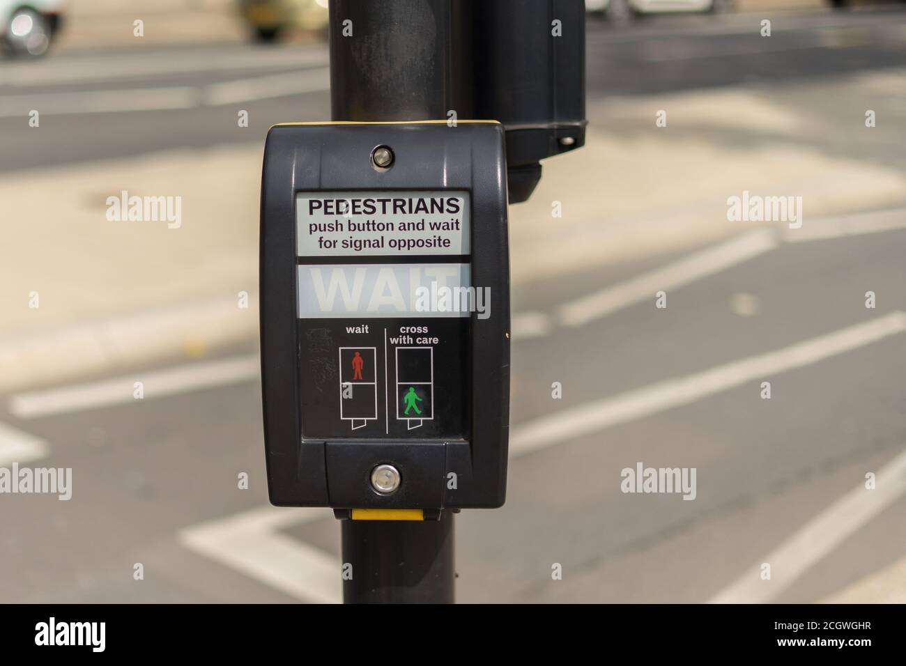 Pedestrian crossing button. London Stock Photo