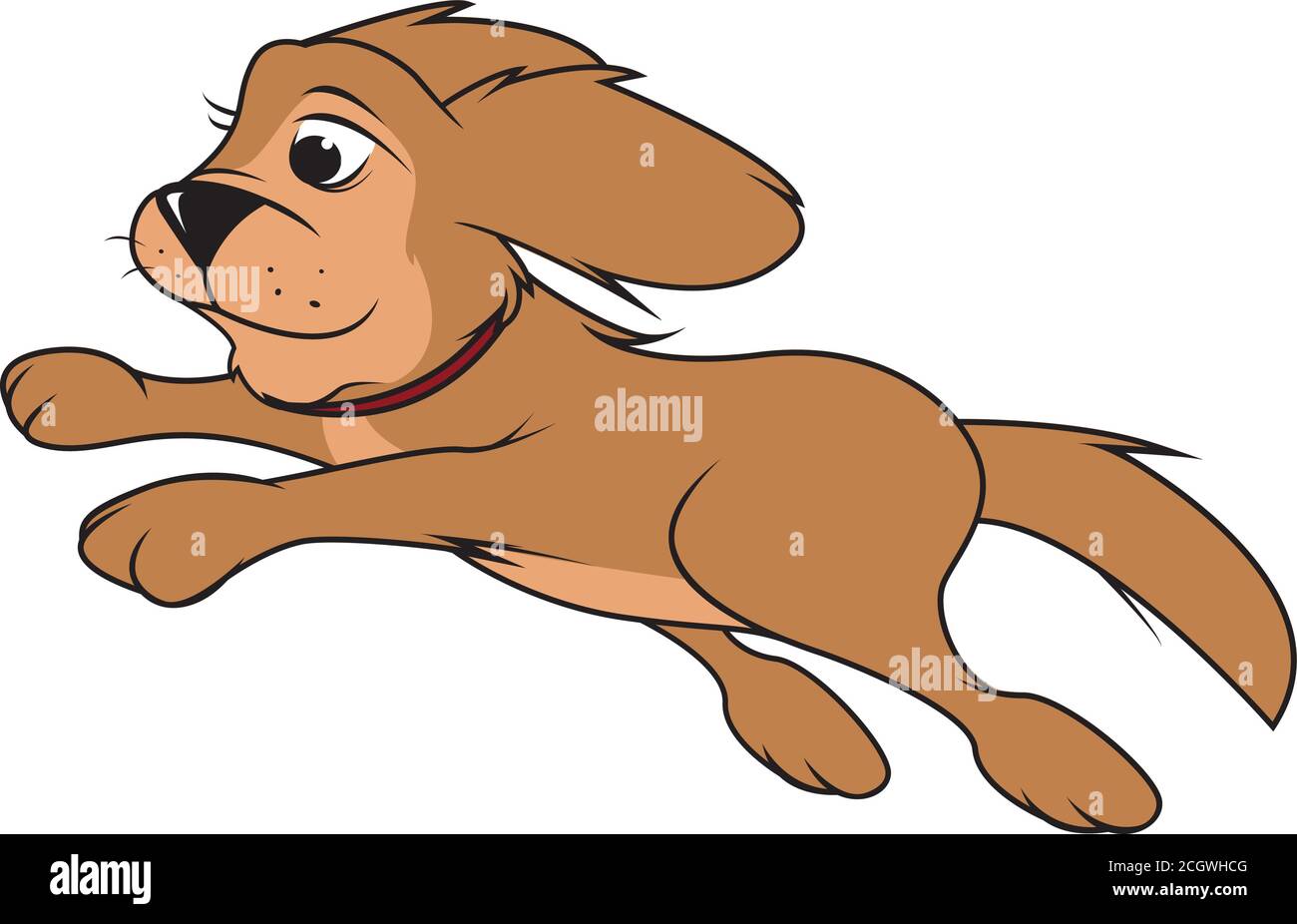 cartoon vector illustration of a fluffy dog jumping Stock Vector Image