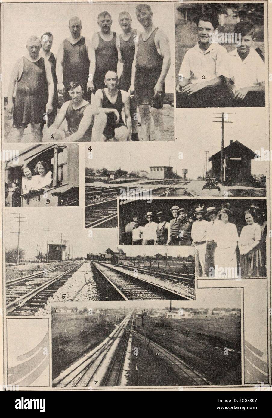 . Baltimore and Ohio employees magazine . INTERESTING PLACES AND PEOPLE ON THE AKRON DIVISIONI. Standing, left to right: Messrs. E. F. Creel, D. A Cassiday, N. R- Butler, J^A. Tschuor A.^^^^ Burdge. 2 Huston and Richard, sons of Assistant Trammaster and Mrs. C M. Trufsell A^°°- 3- Masses Margaret^ W^^ Grfenwich, Ohio. D^Per^! TolTV^ G^^HagLTaP ^^e^lZ R. cc™ wf. ^arrl^; Si R^rut.er. Mse1Sfa7gLjeTsullivan and Margaret Weinberg.6. M. D.Pero, E. W. GaHagJie^ A.^P.^ Z^^^^^^ Operator J. E. Hiester is in charge of the tower seen .n this photograph EasytoPlay I- Easy to Pay Baltimore and Ohio Magazin Stock Photo