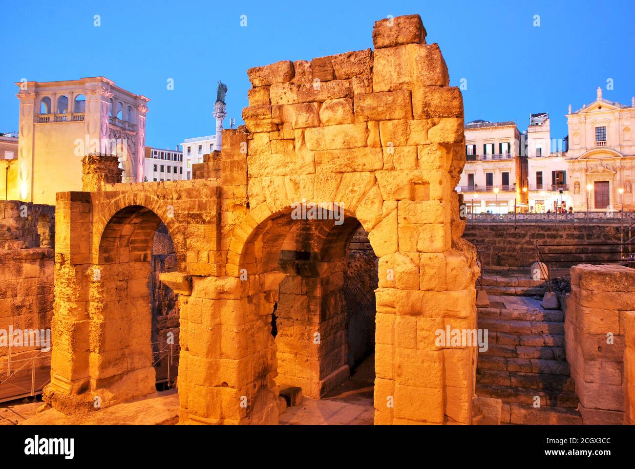 Roman Amphitheater in Lecce, Italy Stock Photo