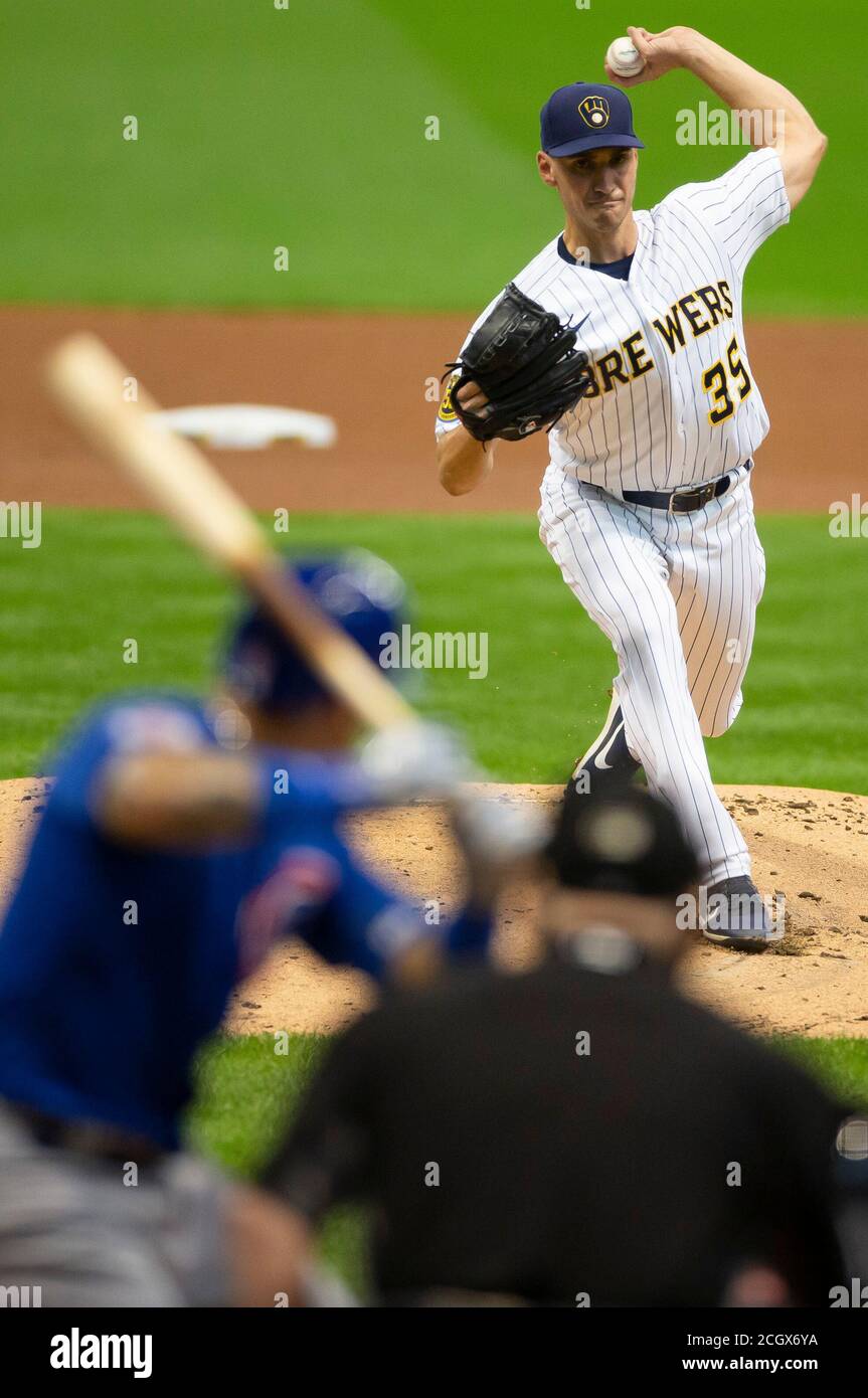 Milwaukee, WI, USA. 12th Sep, 2020. Milwaukee Brewers left fielder Ryan  Braun #8 is met at home plate by Milwaukee Brewers Daniel Vogelbach #21  after hitting a two run homer in the