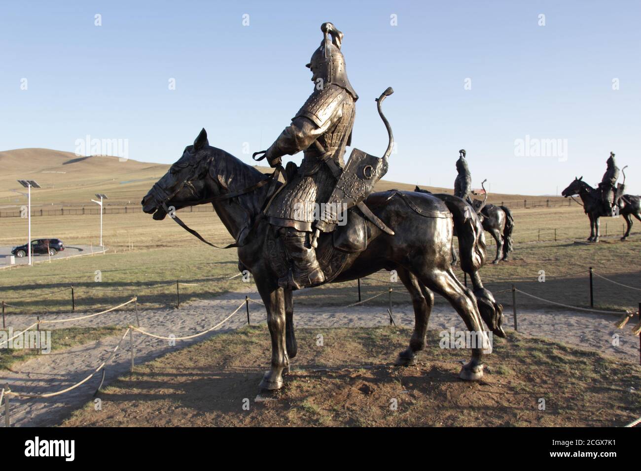 Statue of mongolian horse rider in Genghis Khan statue site in Mongolia