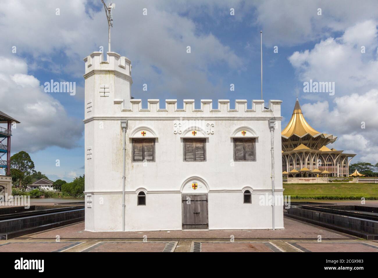 The Square Tower at the Kuching Waterfront used to be a prison Stock Photo