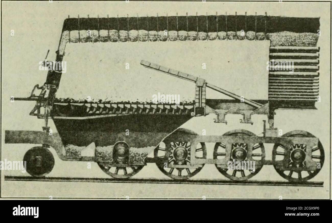 . Railway and locomotive engineering : a practical journal of railway motive power and rolling stock . 109 tubes evaporated 89.1 per cent of the total;the firebox and first 15 ft. of tubes evap-orated 96.6 per cent of the total; whilethe last four 1-ft. sections adjacent tofront end accounted for only 3.4 per centof the total. This was with 19 ft. 2]4 ins.tubes. These figures indicate the relativevalue of the different heating surface lo-cations, and show conclusively the valueof combustion chamber and firebox heat-ing surface exposed to the action of ra-diant heat, as compared to heating sur- Stock Photo