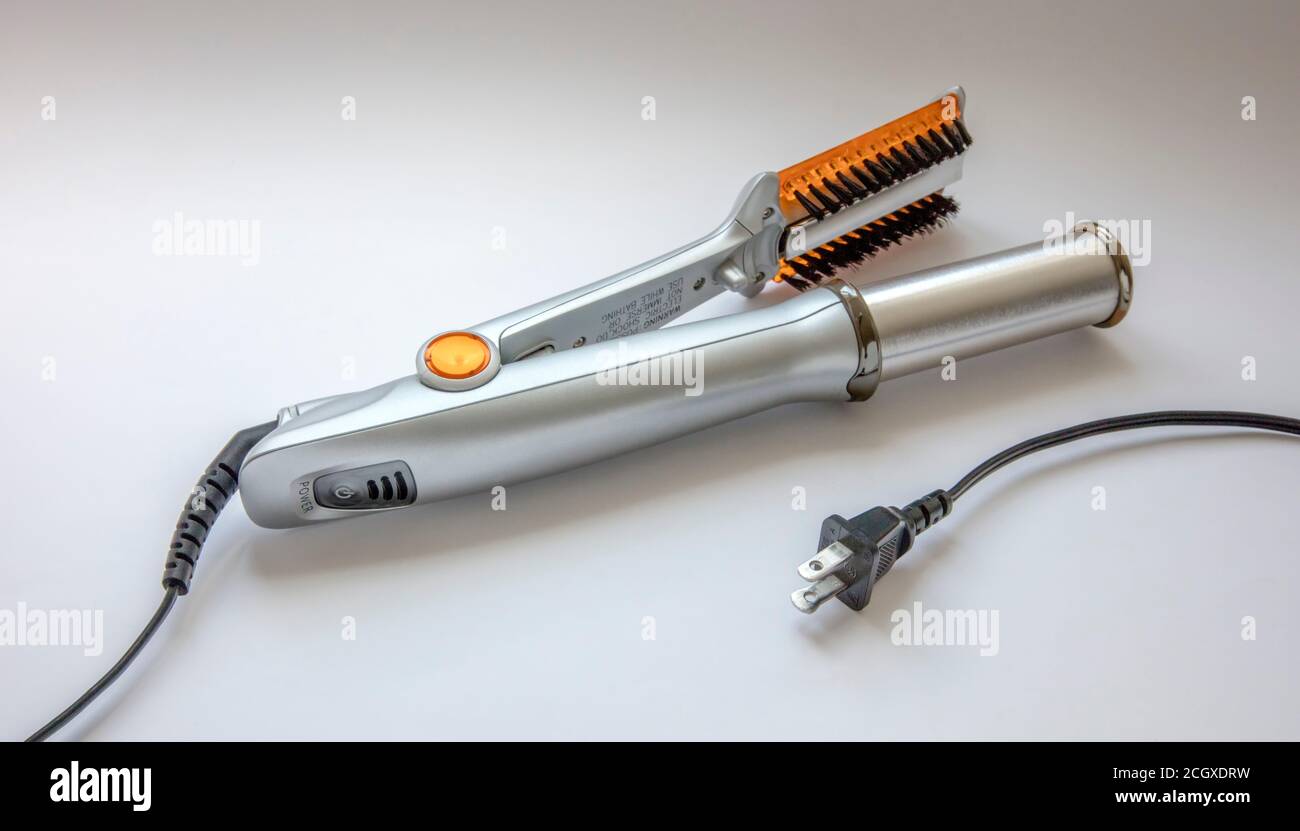 Hair styling electrical appliance with North American-style plug Stock Photo