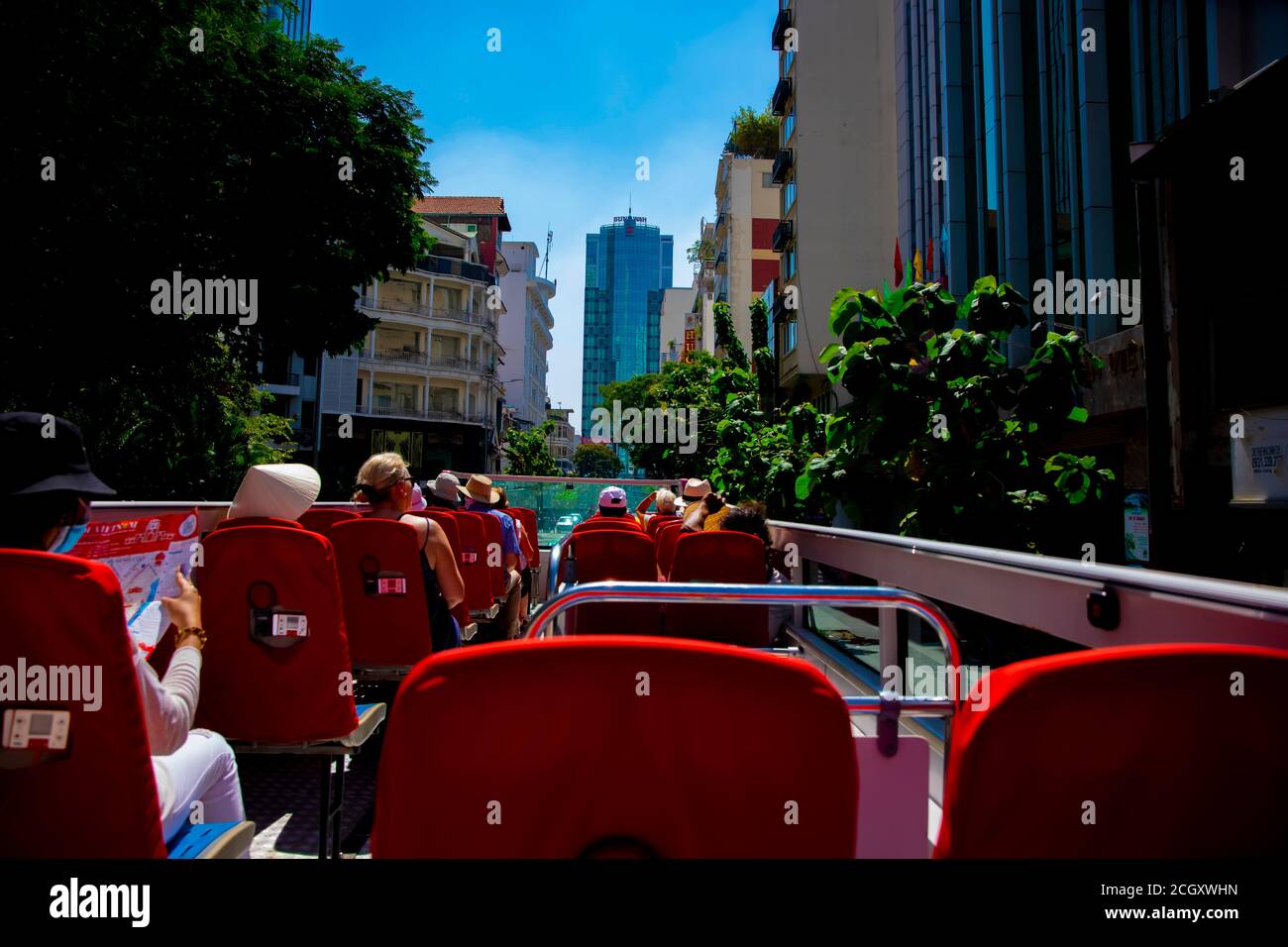 A cityscape at the top roof of double decker bus in Ho Chi Minh Stock ...