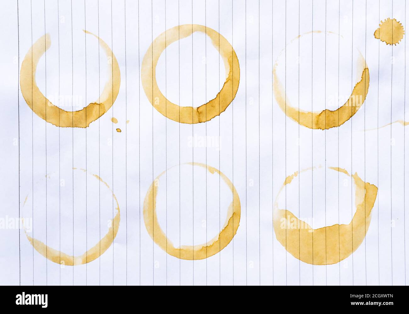 Coffee stains on lined paper Stock Photo Alamy