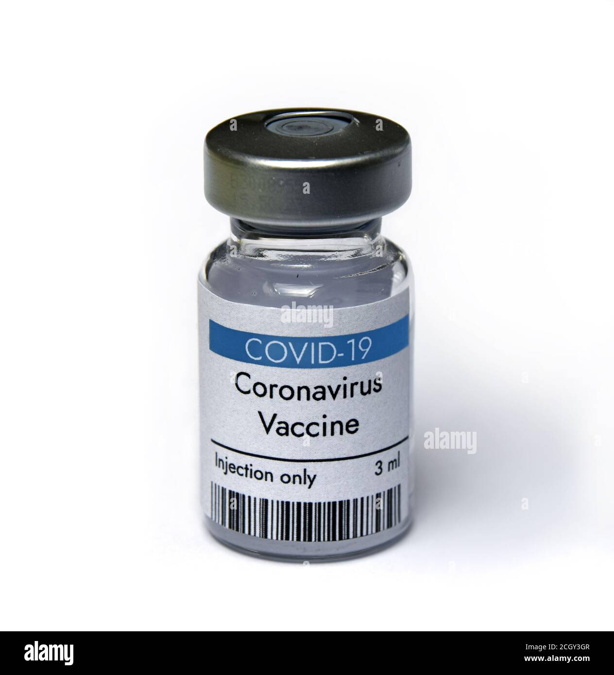 Coronavirus vaccine phial testing in research laboratory.Close-up view. Stock Photo