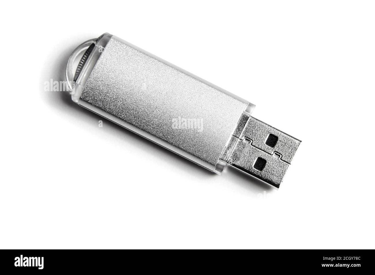Silver USB Flash Drive closeup on white background Stock Photo - Alamy