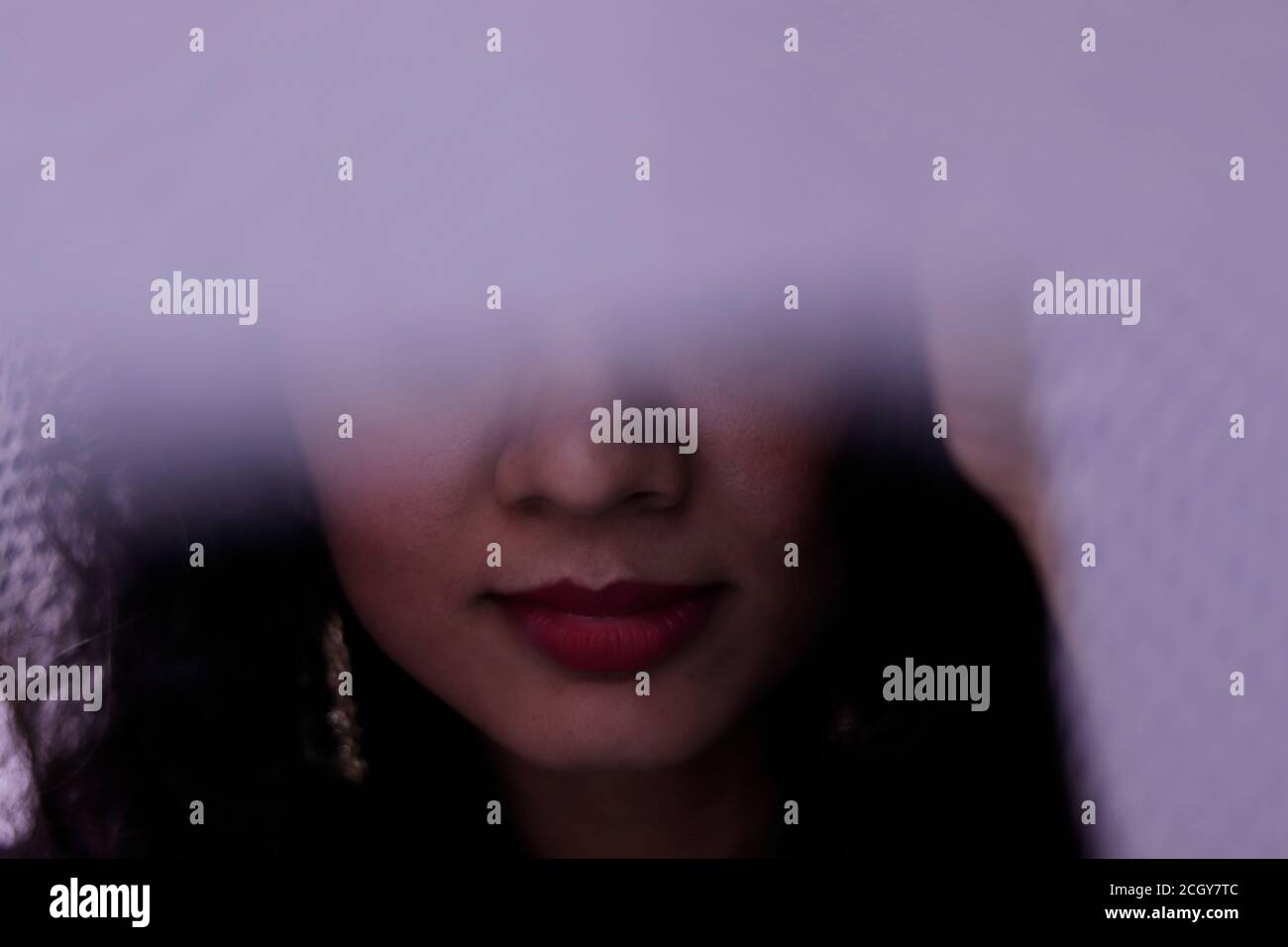 Portrait of beautiful indian woman, focus on lips Stock Photo - Alamy