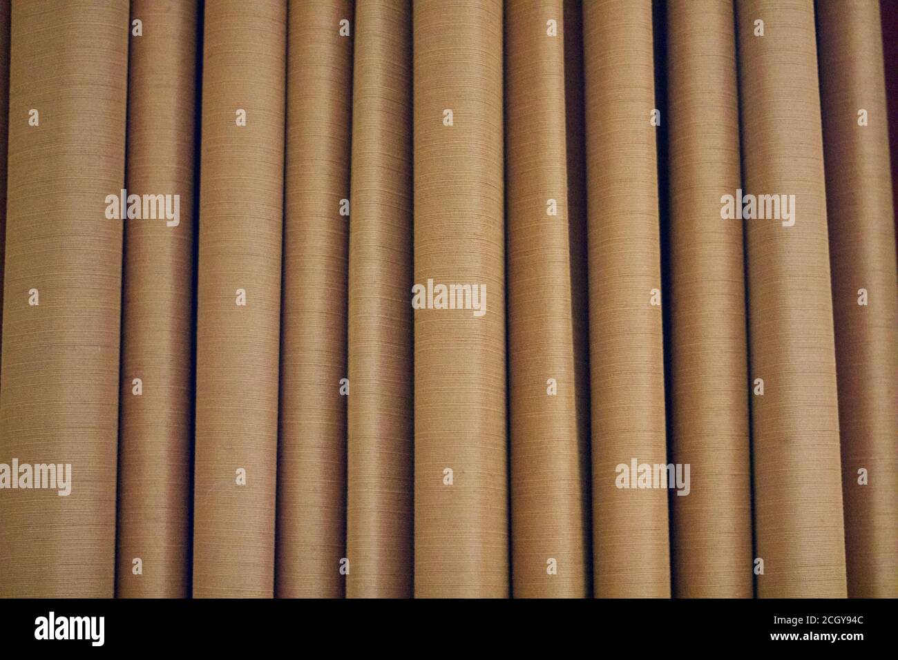 Mustard coloured fabric curtains with space for copy or text Stock Photo Alamy