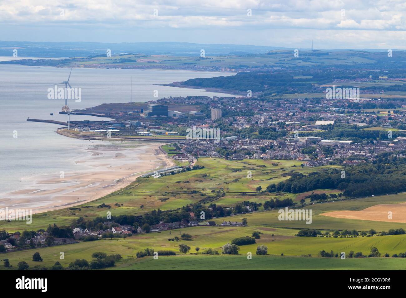 View of the town of Leven in Fife Scotland from Largo Law Stock Photo ...